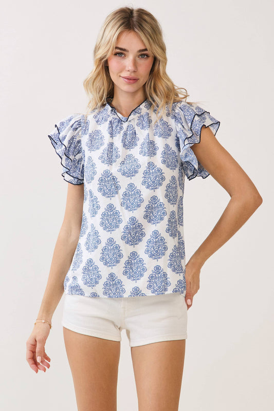 Ruffle Sleeve Blouse