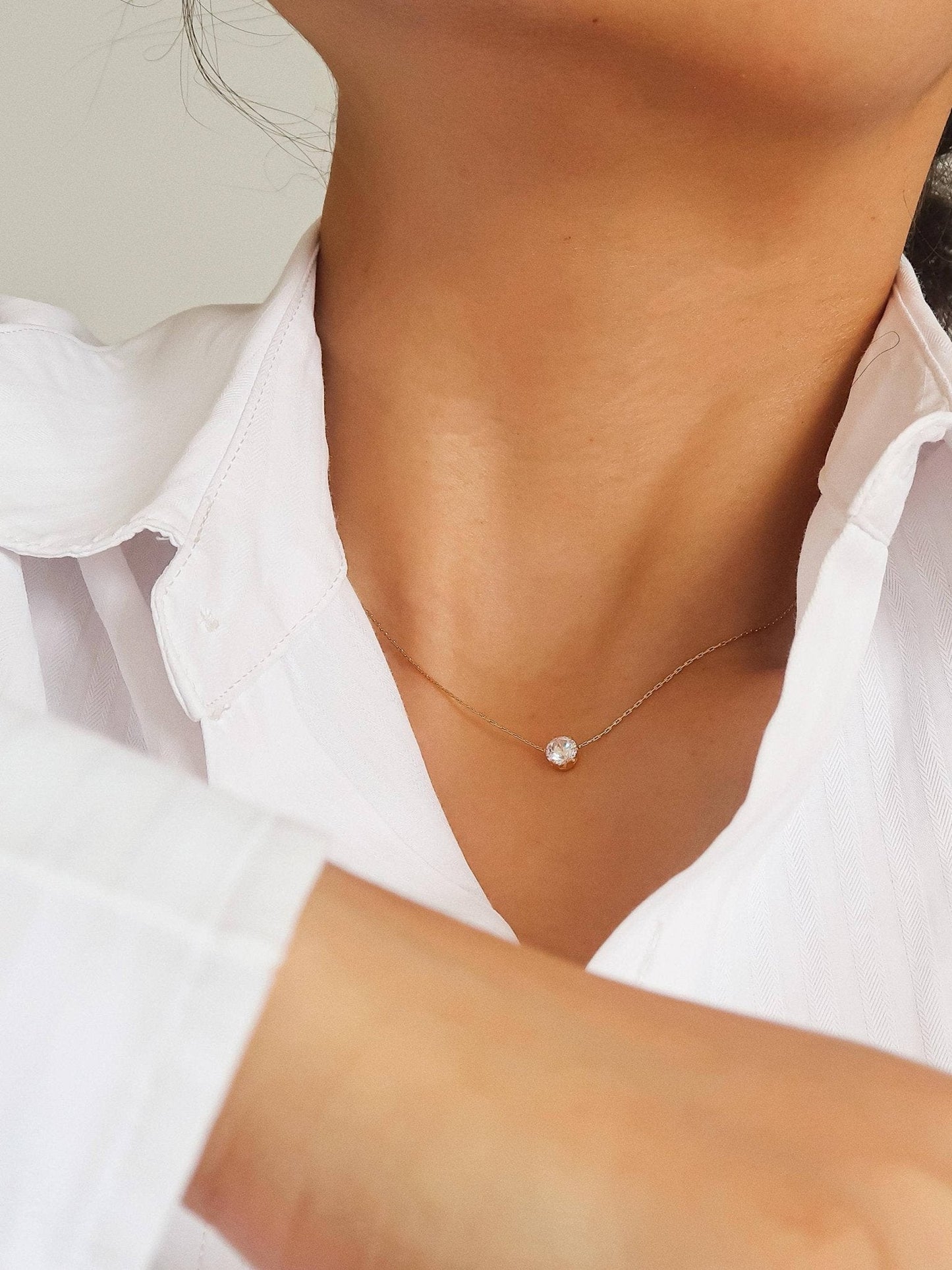 Ciara 18K Waterproof Petite Round CZ Necklace