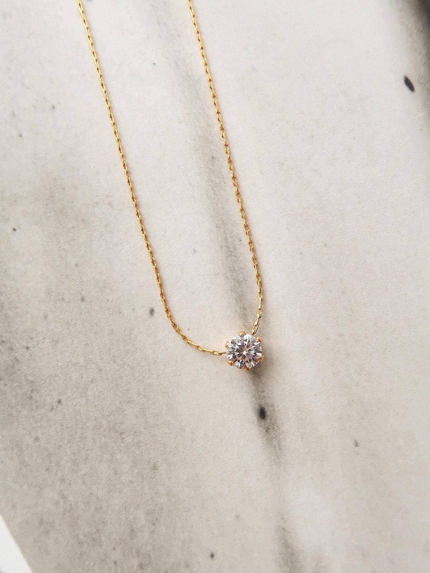 Ciara 18K Waterproof Petite Round CZ Necklace