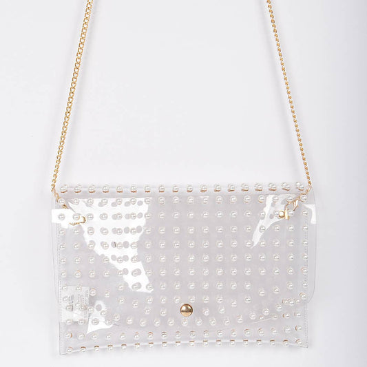 PEARL STUDDED CLUTCH