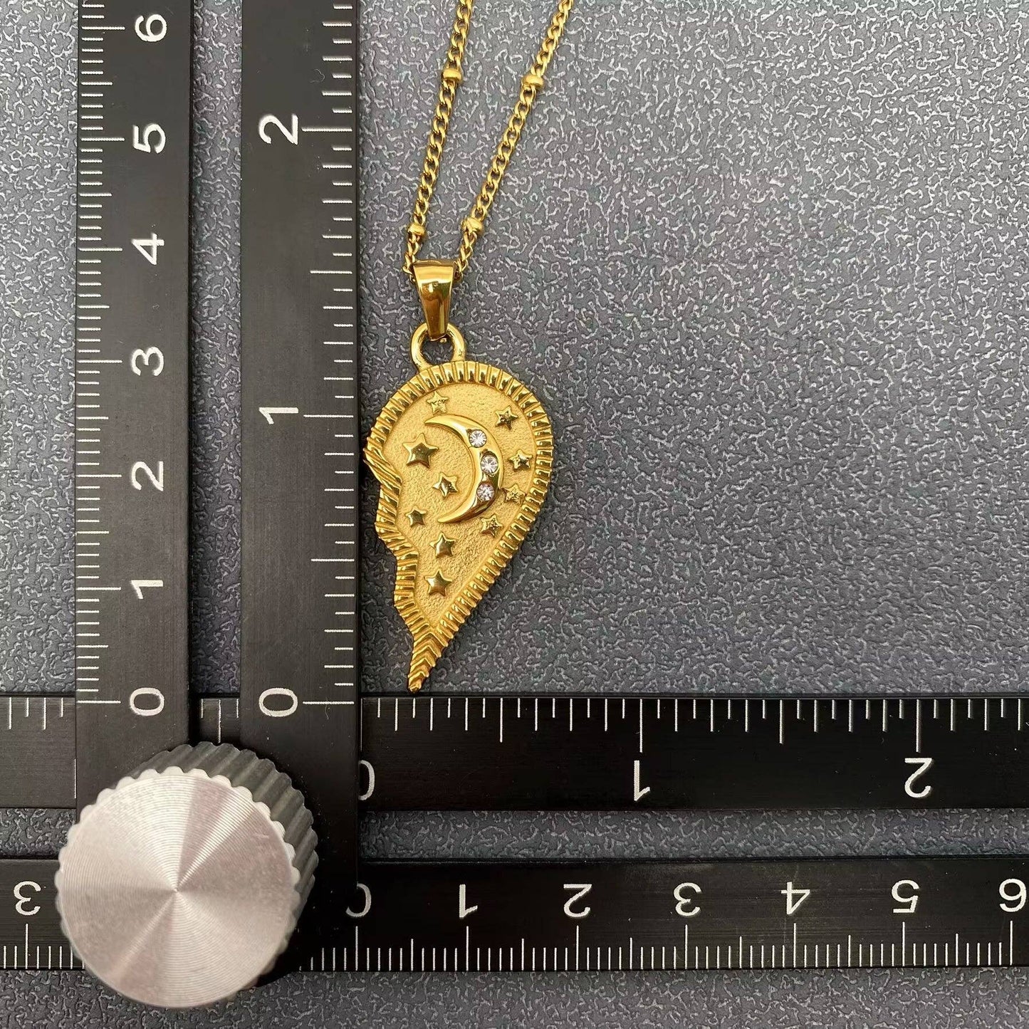 18K Gold Plated SS Sun Moon Heart Couple Necklace - FGS/MS