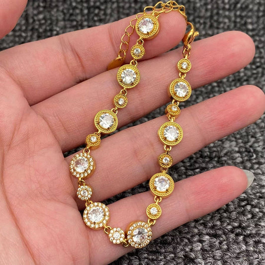 Golden Round Charm Linked Bracelet