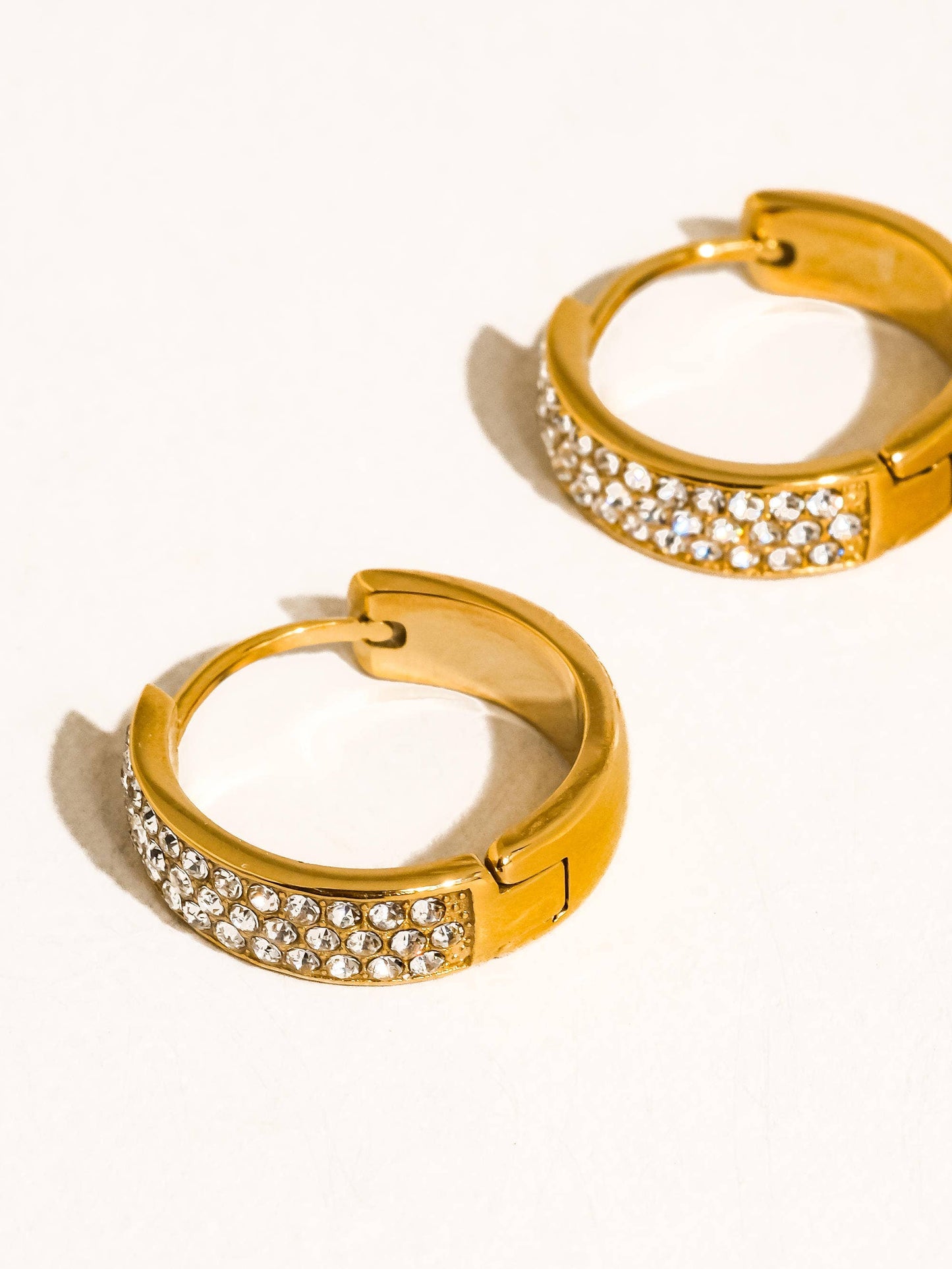 Non-Tarnish CZ Pave Hoop Earrings