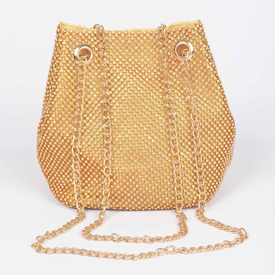 Rhinestone Bucket Chain Bag