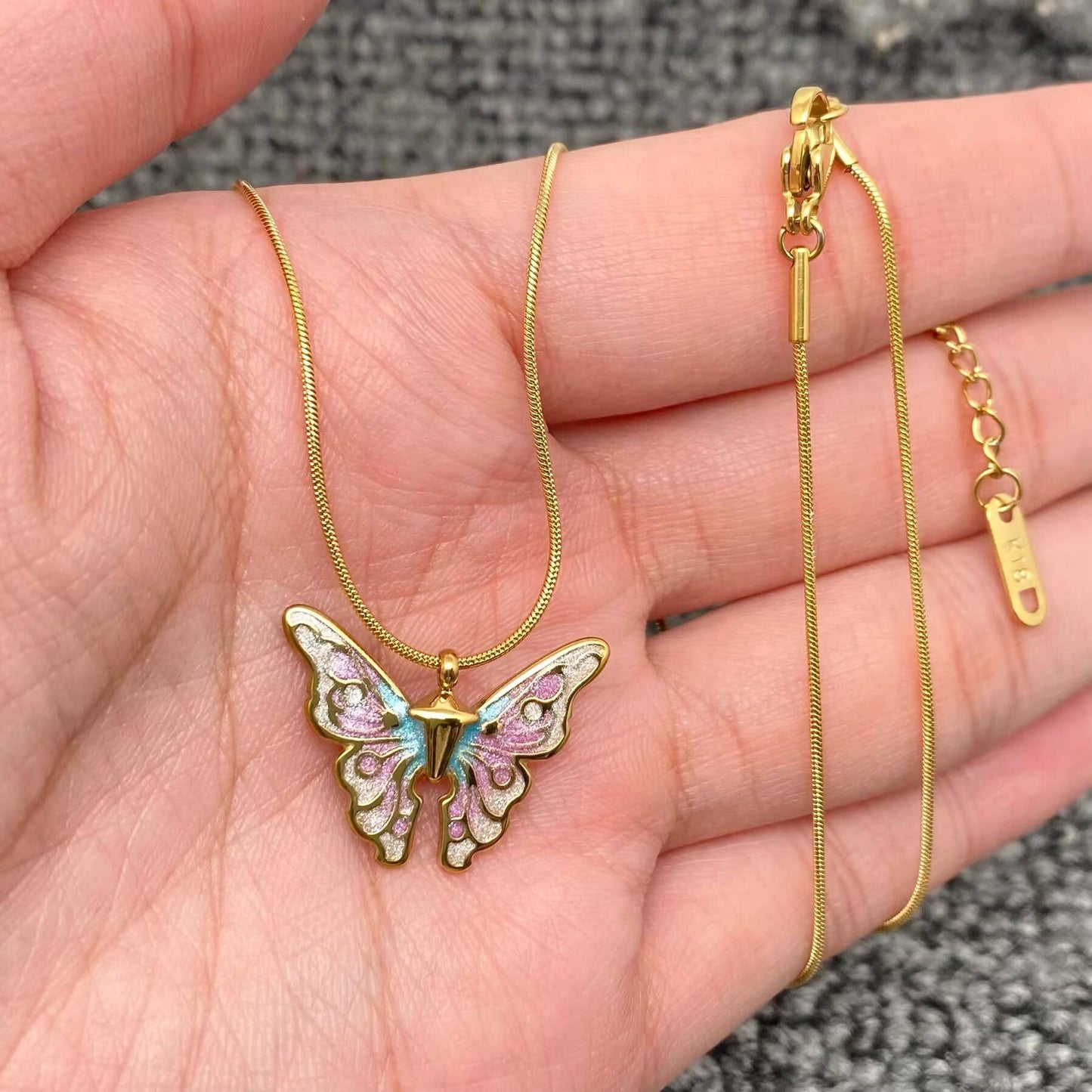 Butterfly Charm 18K Gold Plated S.Steel Necklace