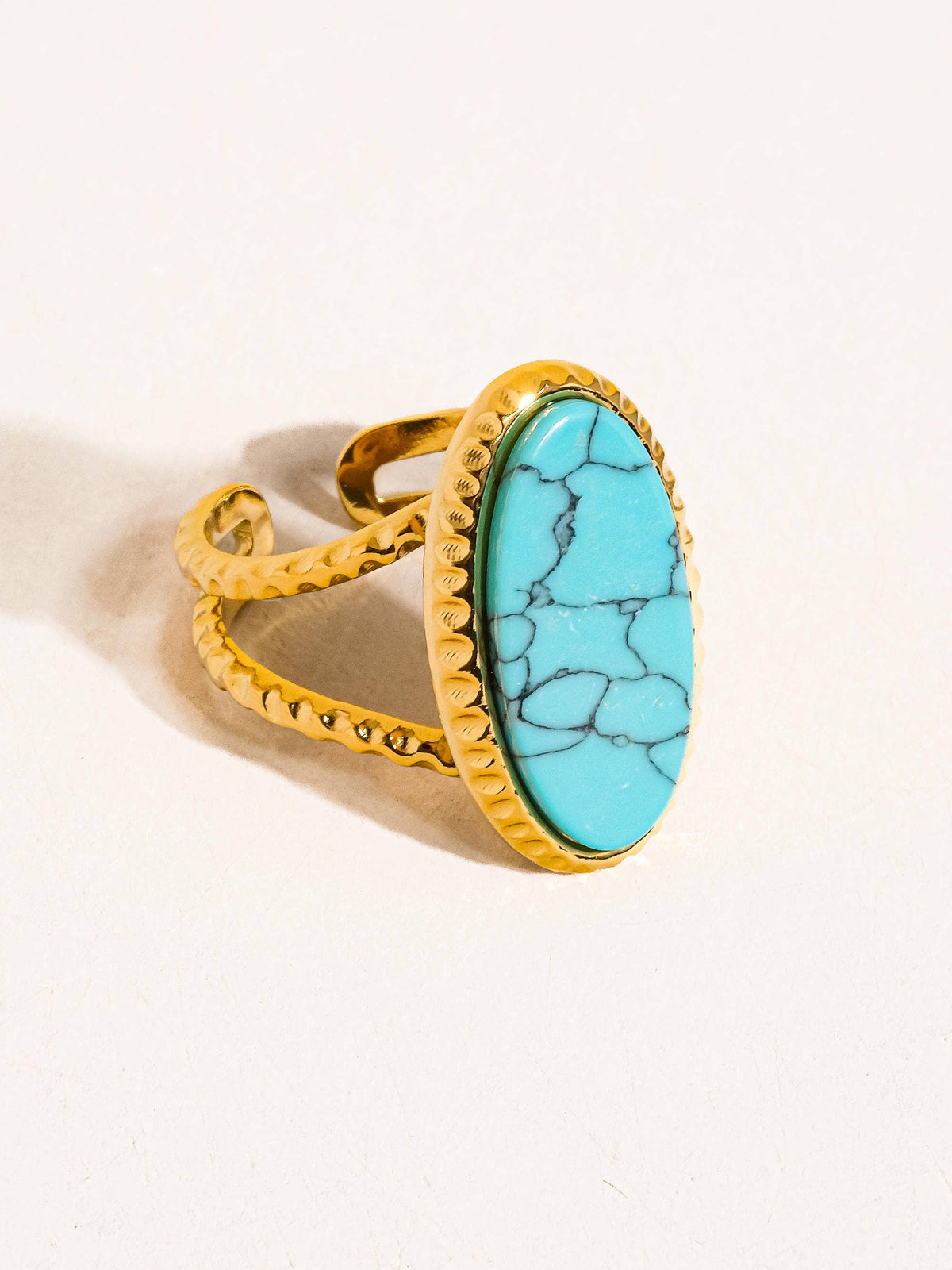 Ashwin 18K Gold Non-Tarnish Natural Stone Ring