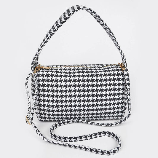 Houndstooth Knit Shoulder Bag