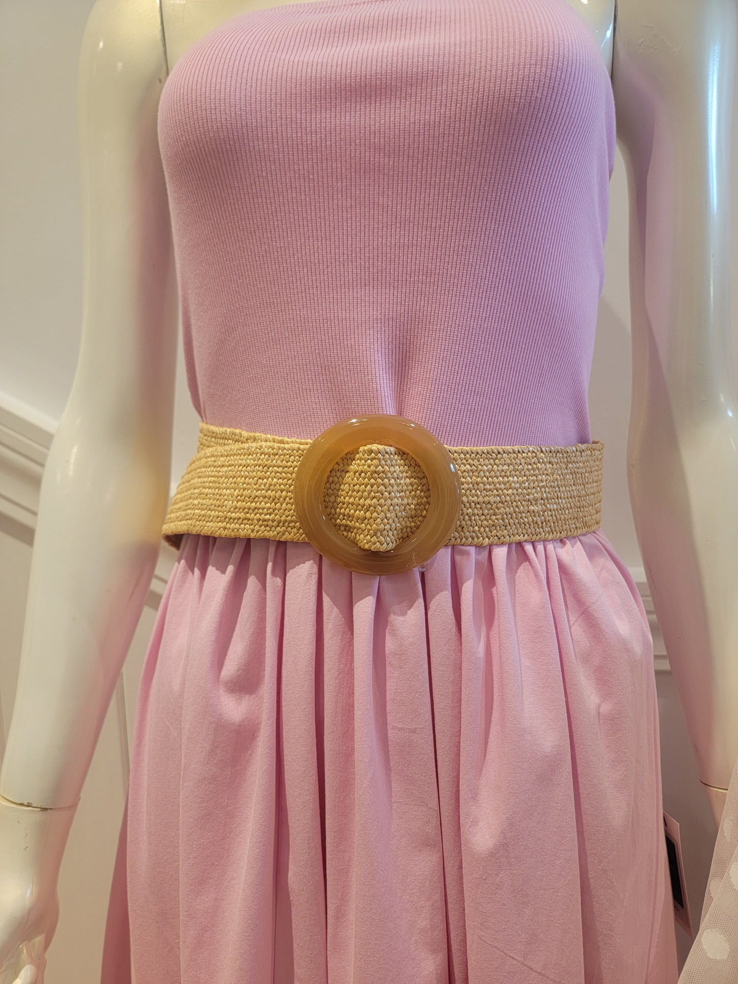 Lucite Buckle Rattan Belt