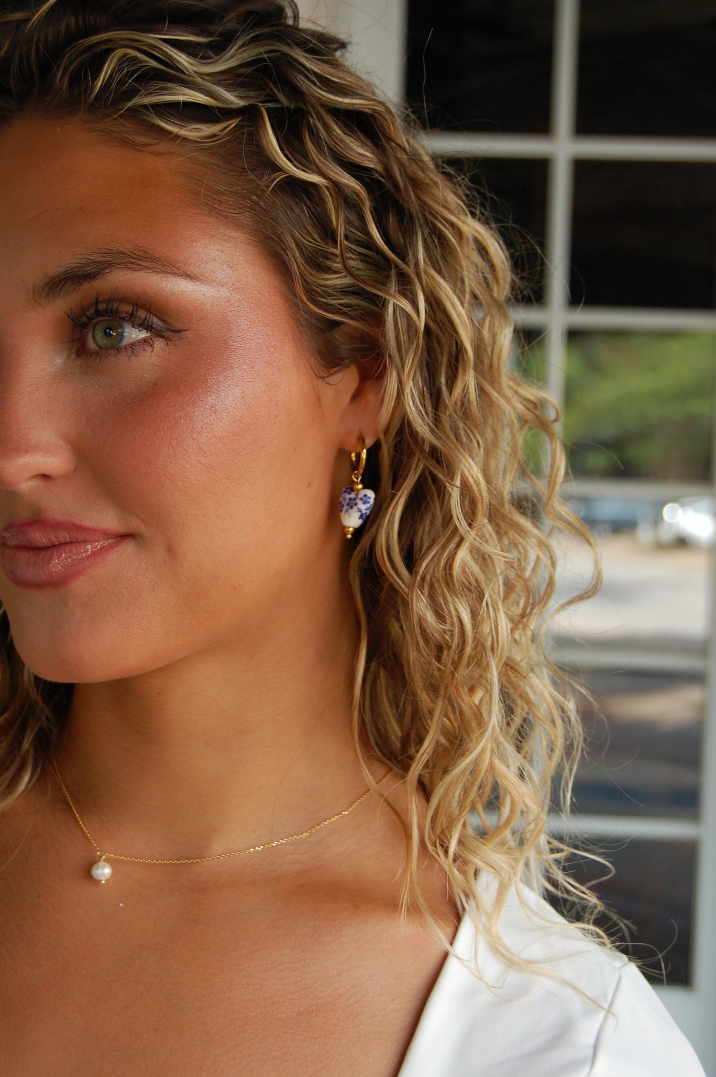 Porcelain Huggie Water Resistant Earring