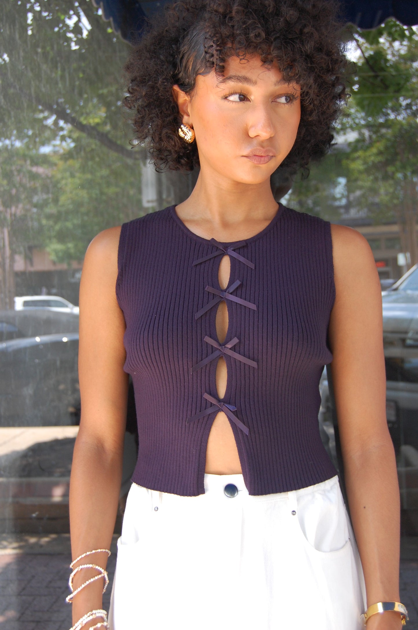 Ribbed Bow Top
