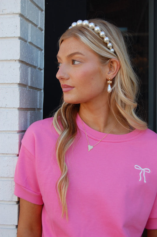 Bow Pearl Teardrop Non-Tarnish Earring