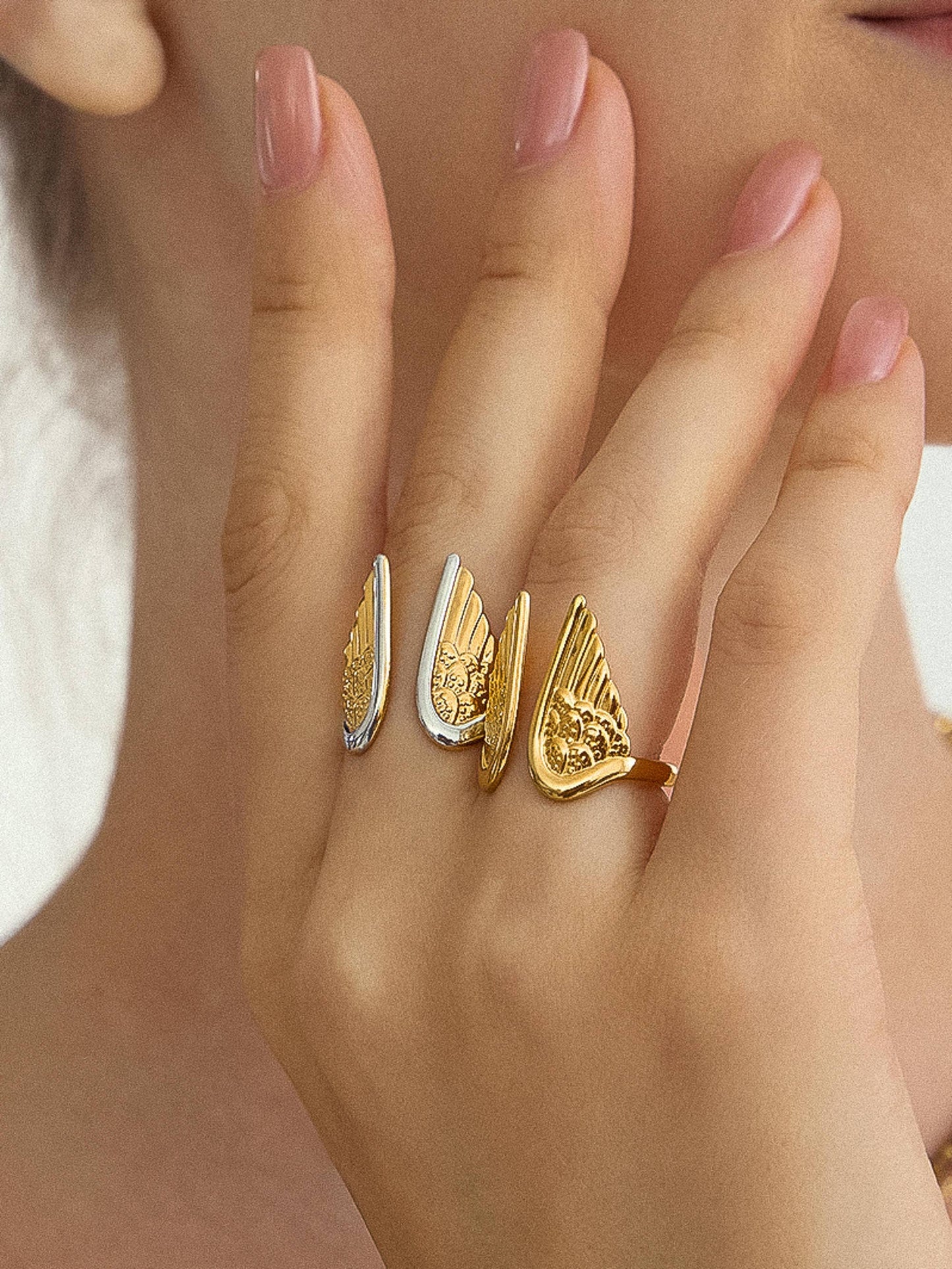 Silvane 18K Gold Non-Tarnish Angel Wing Ring