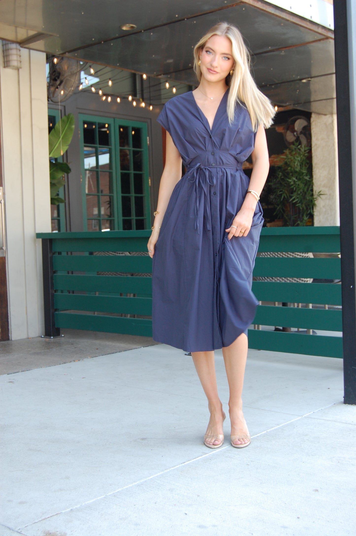 Pleated Midi Dress