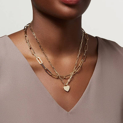 Non Tarnish Layered Heart Necklace