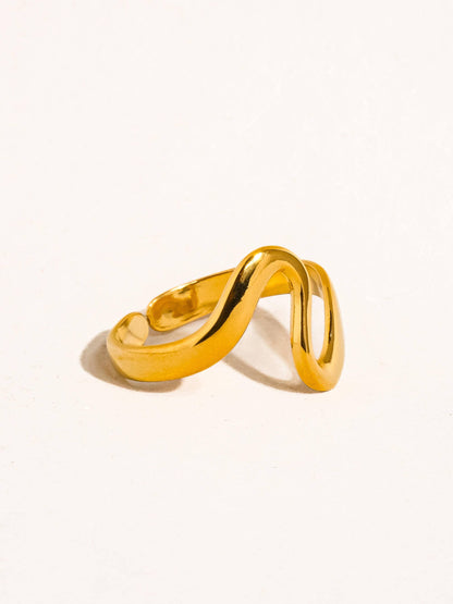 Arther 18K Gold Non-Tarnish Abstract Thin Ring