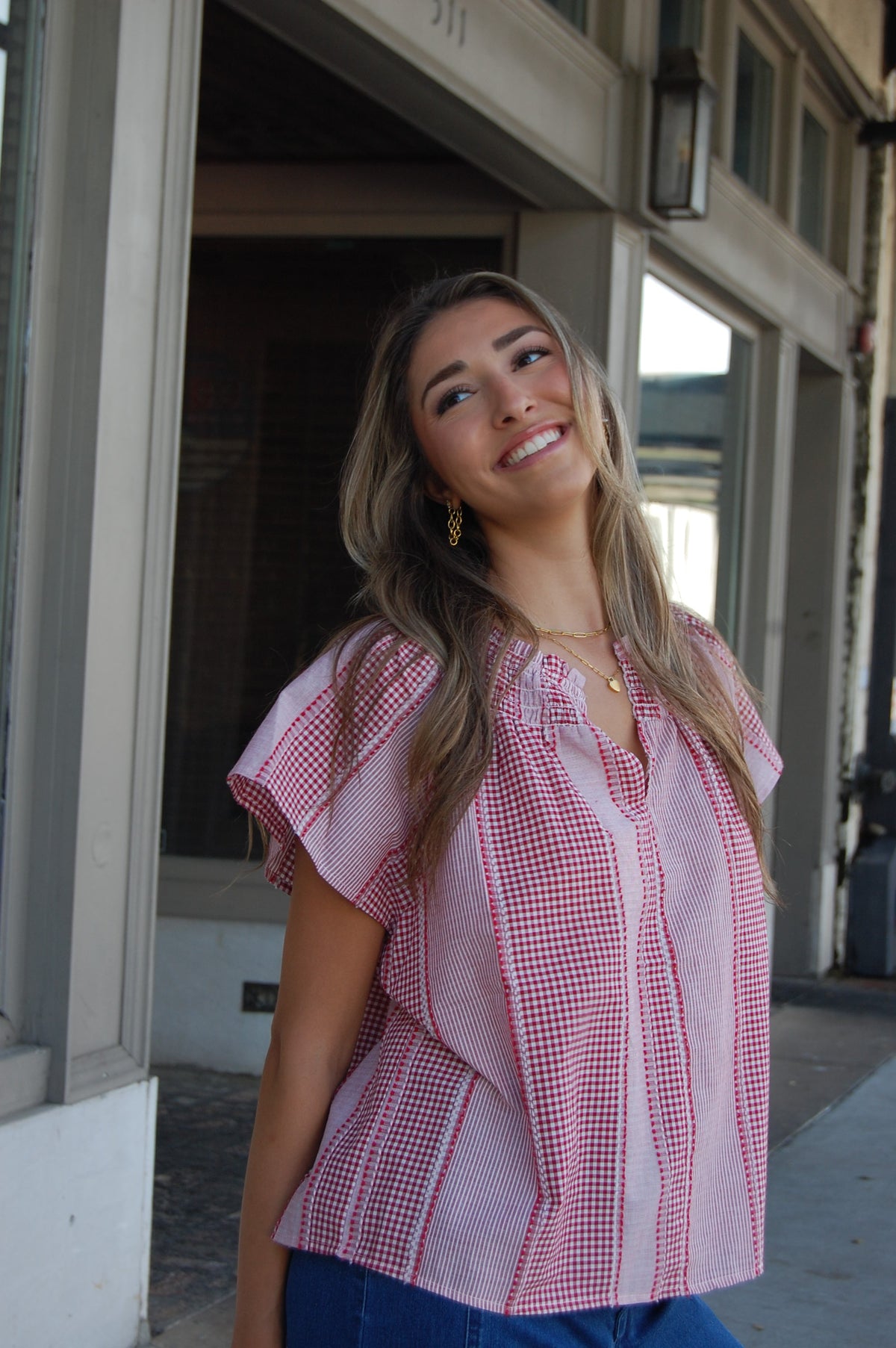 Gingham Short Sleeve Top