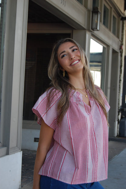 Gingham Short Sleeve Top