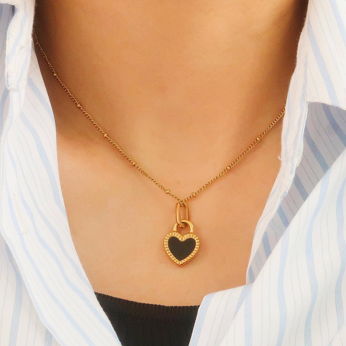 Kylie Non-Tarnish Double-Sided Heart Necklace