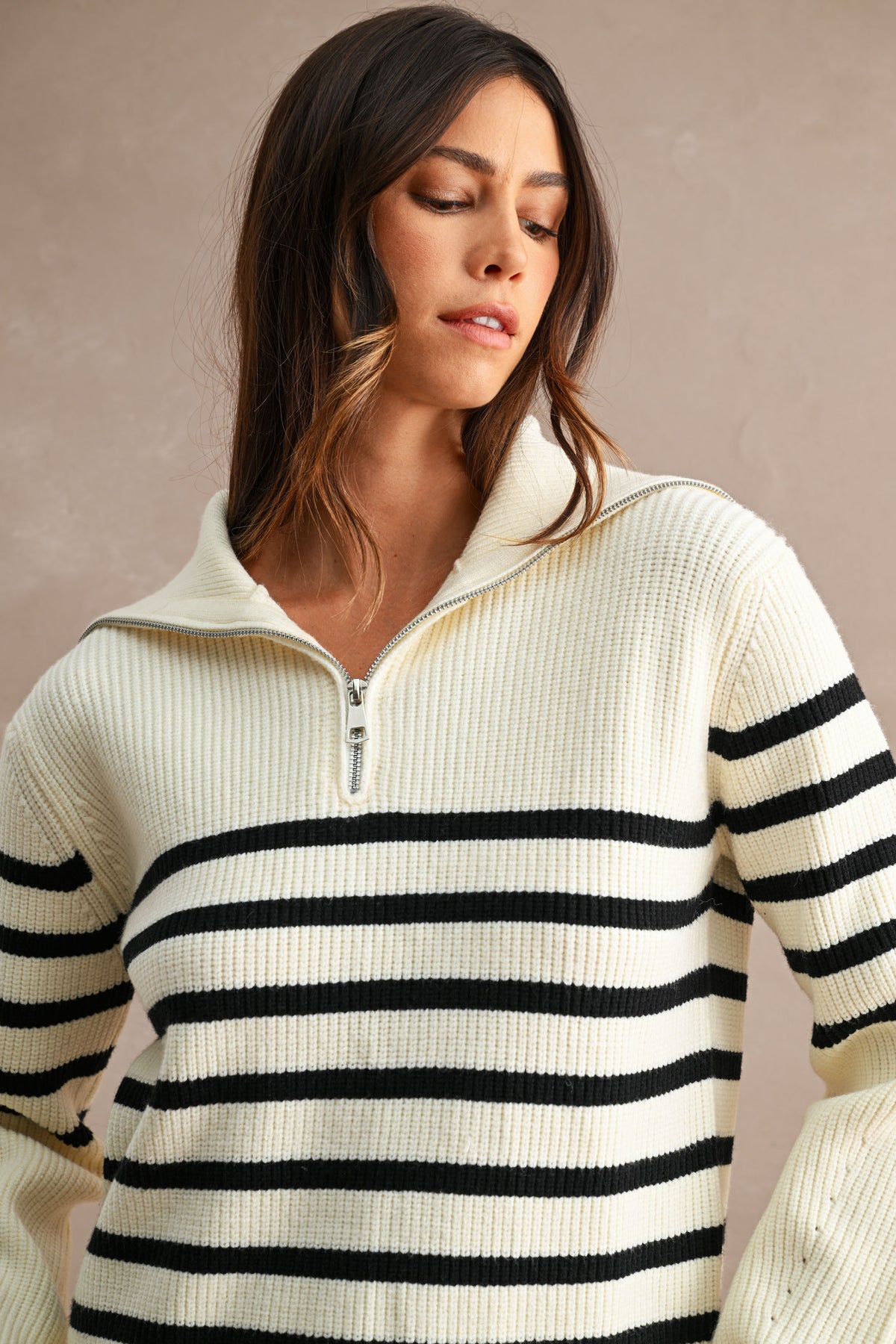 Stripe Sailor Zip Up Top