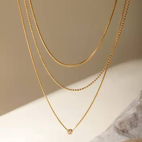 Non Tarnish Rhinestone Station Necklace