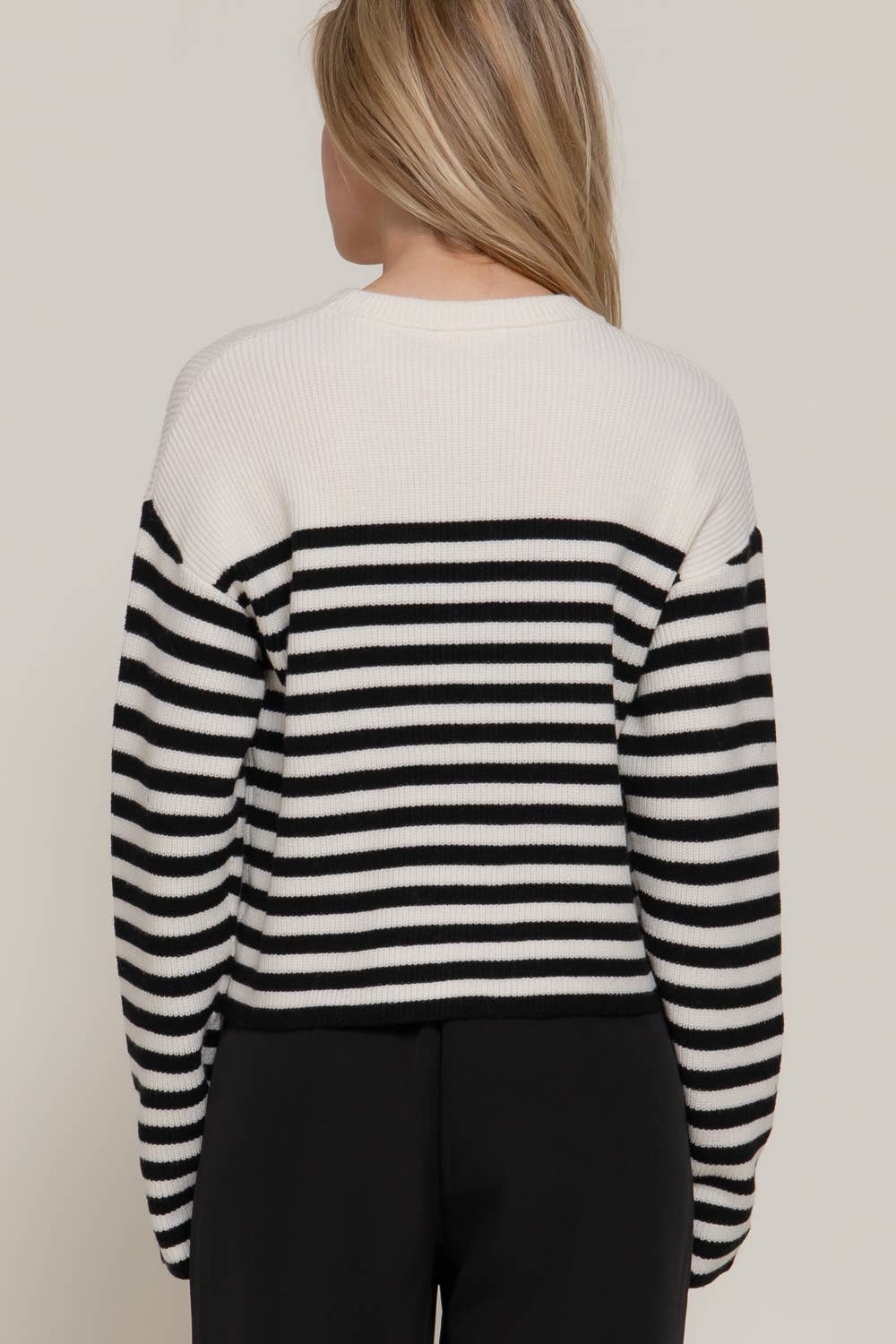 Pearl Bow Stripe Sweater