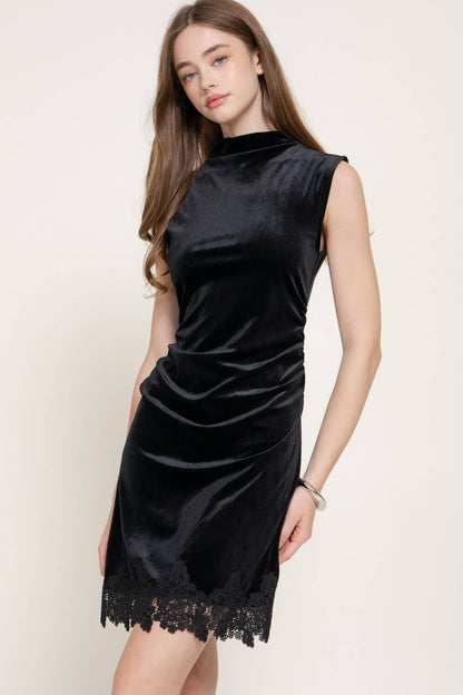 Lace Velvet Mini Dress