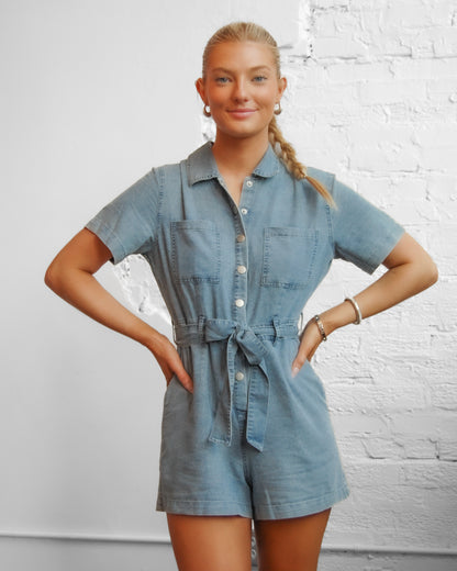 Snap Denim Romper