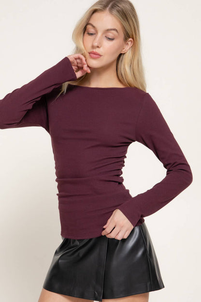 Long Sleeve Boat Neck Top
