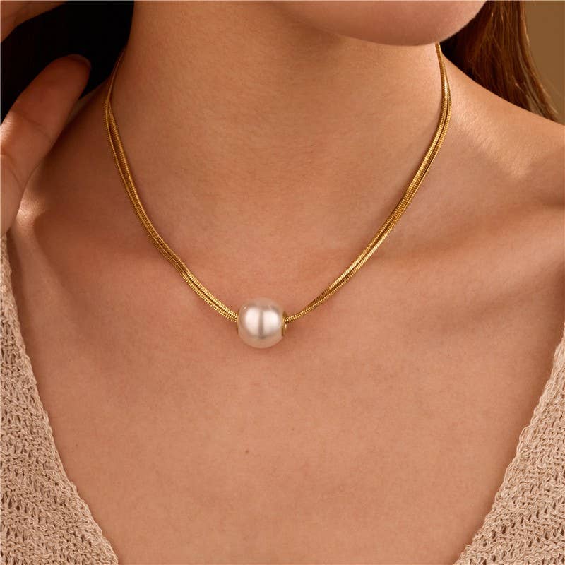Non Tarnish Pearl Pendant Necklace