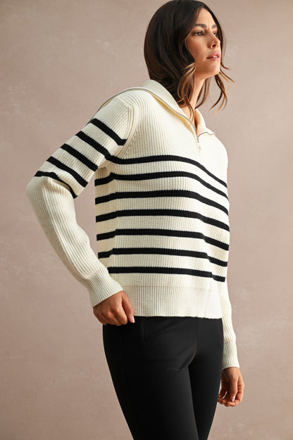 Stripe Sailor Zip Up Top