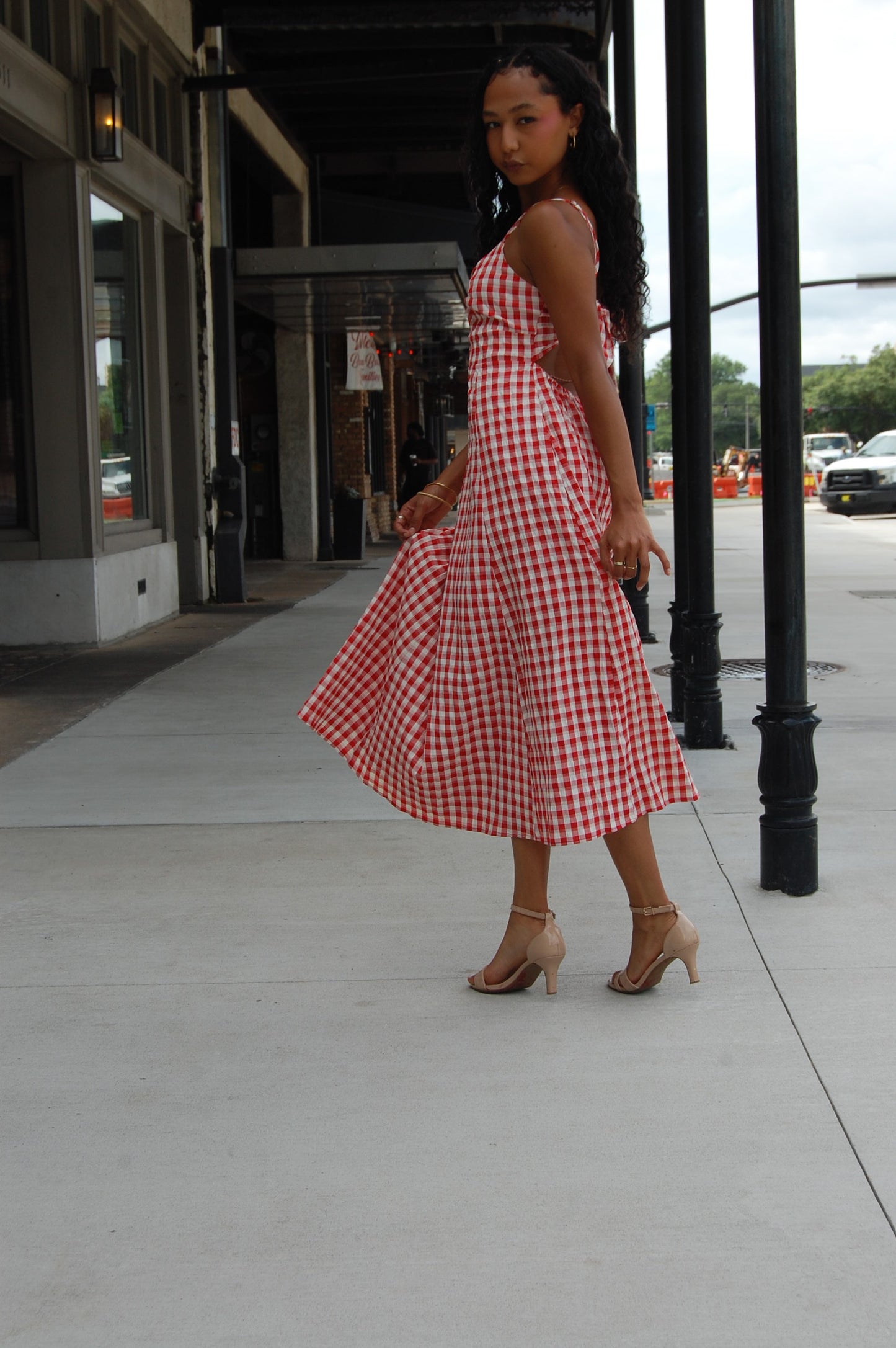 Gingham Midi Dress