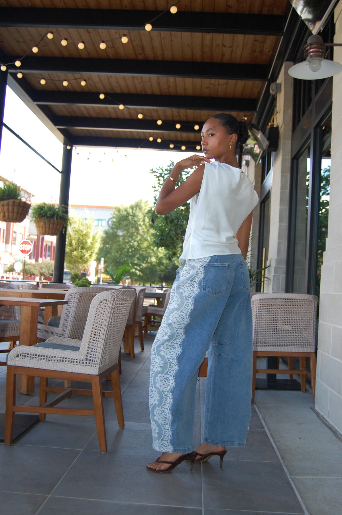 Boat Neck Pleated Top