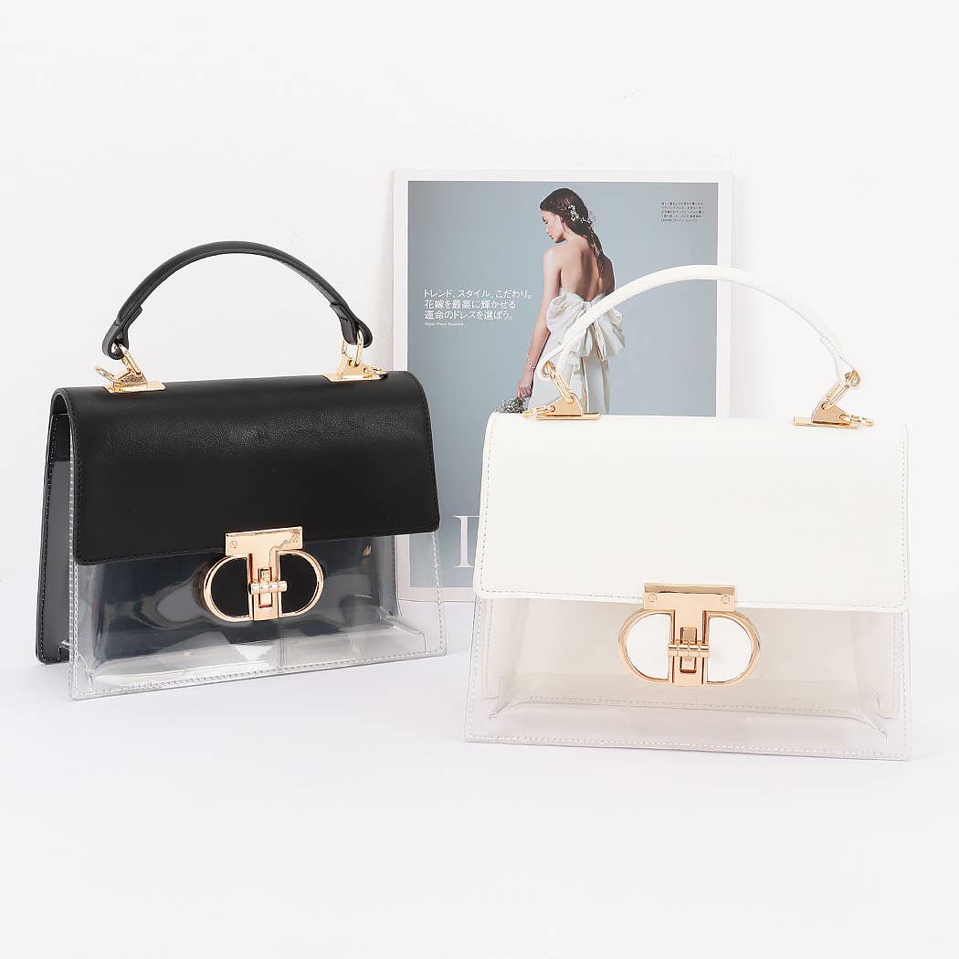 Clear & Leather Combo Bag