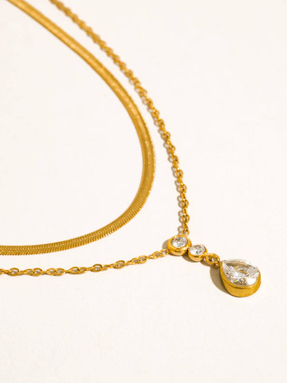 Non-Tarnish Layered Teardrop Necklace