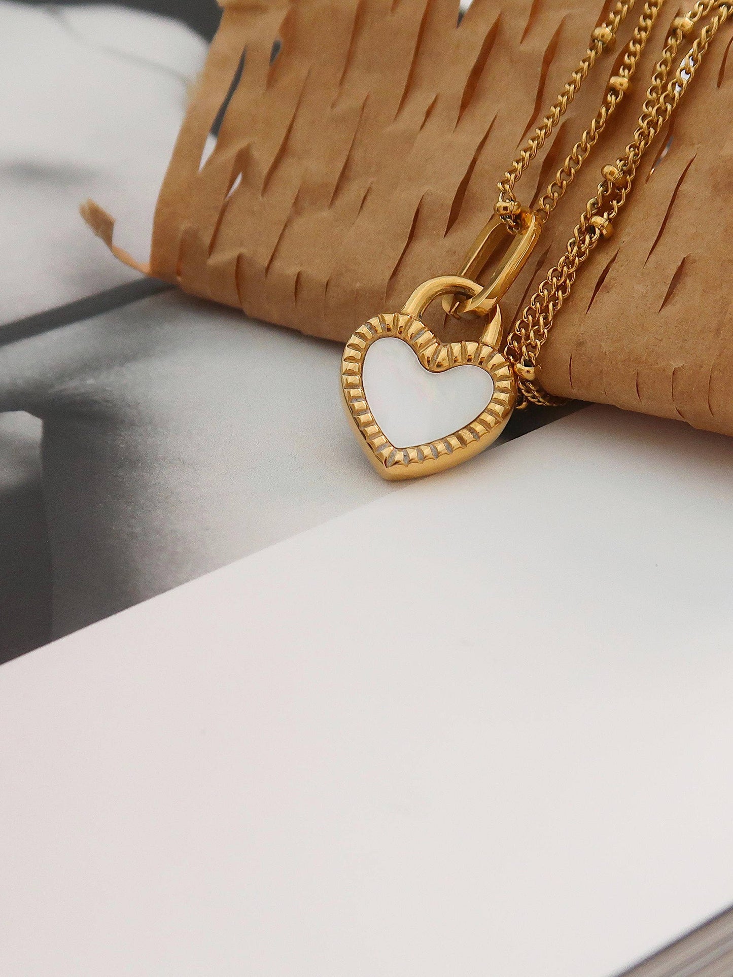 Kylie Non-Tarnish Double-Sided Heart Necklace