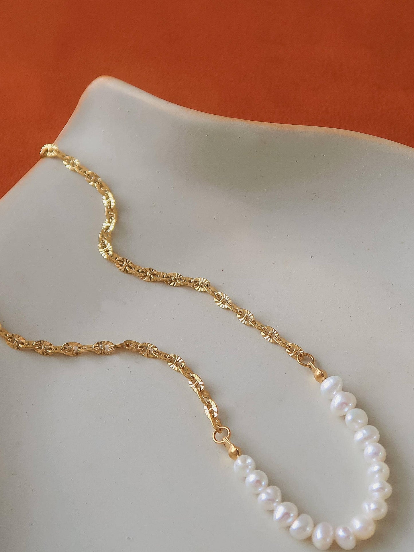 Non-Tarnish Freshwater Pearl Chain Necklace
