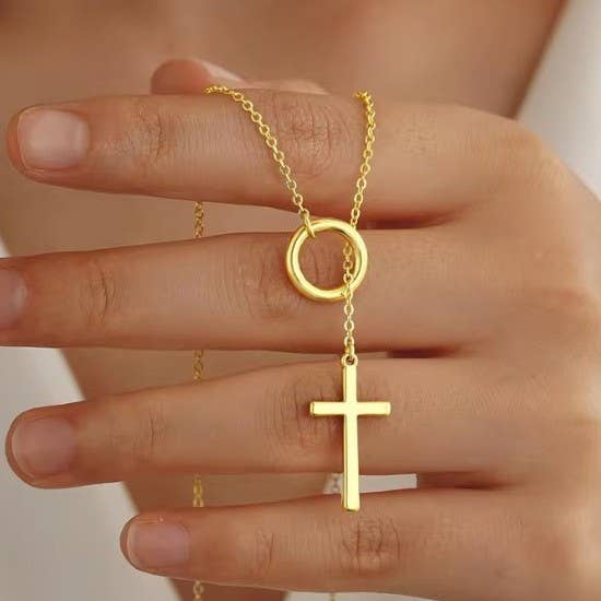 Non Tarnish Y Cross Necklace