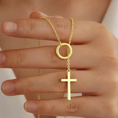 Non Tarnish Y Cross Necklace