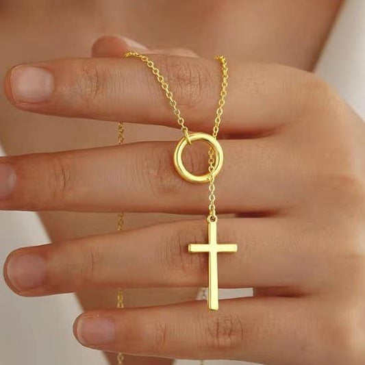 Non Tarnish Y Cross Necklace