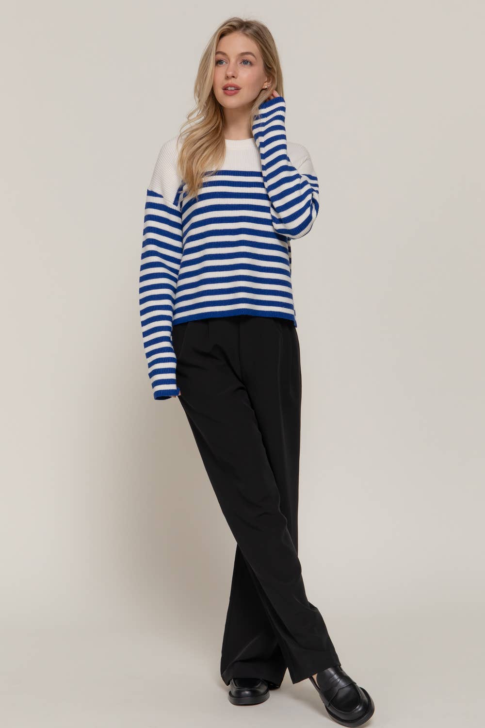 Pearl Bow Stripe Sweater