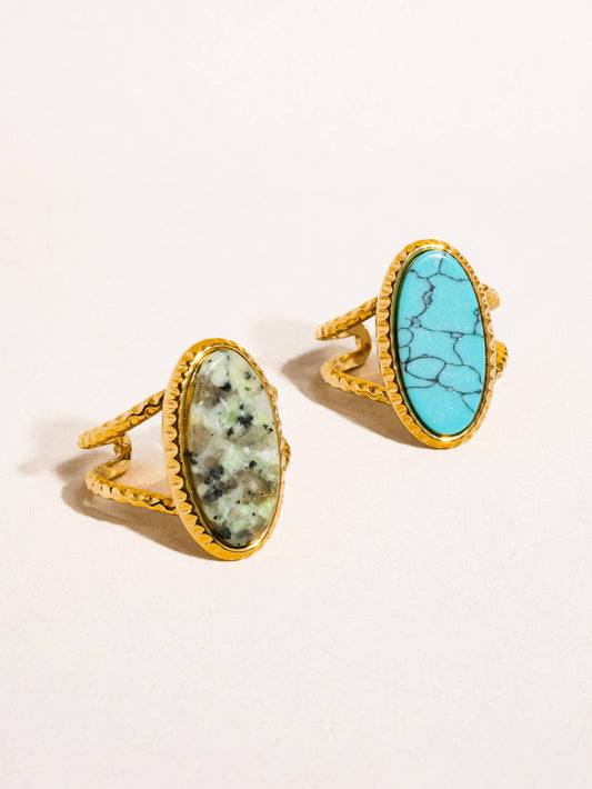 Ashwin 18K Gold Non-Tarnish Natural Stone Ring