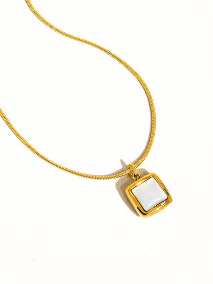 Berenice Non-Tarnish Square Shell Necklace