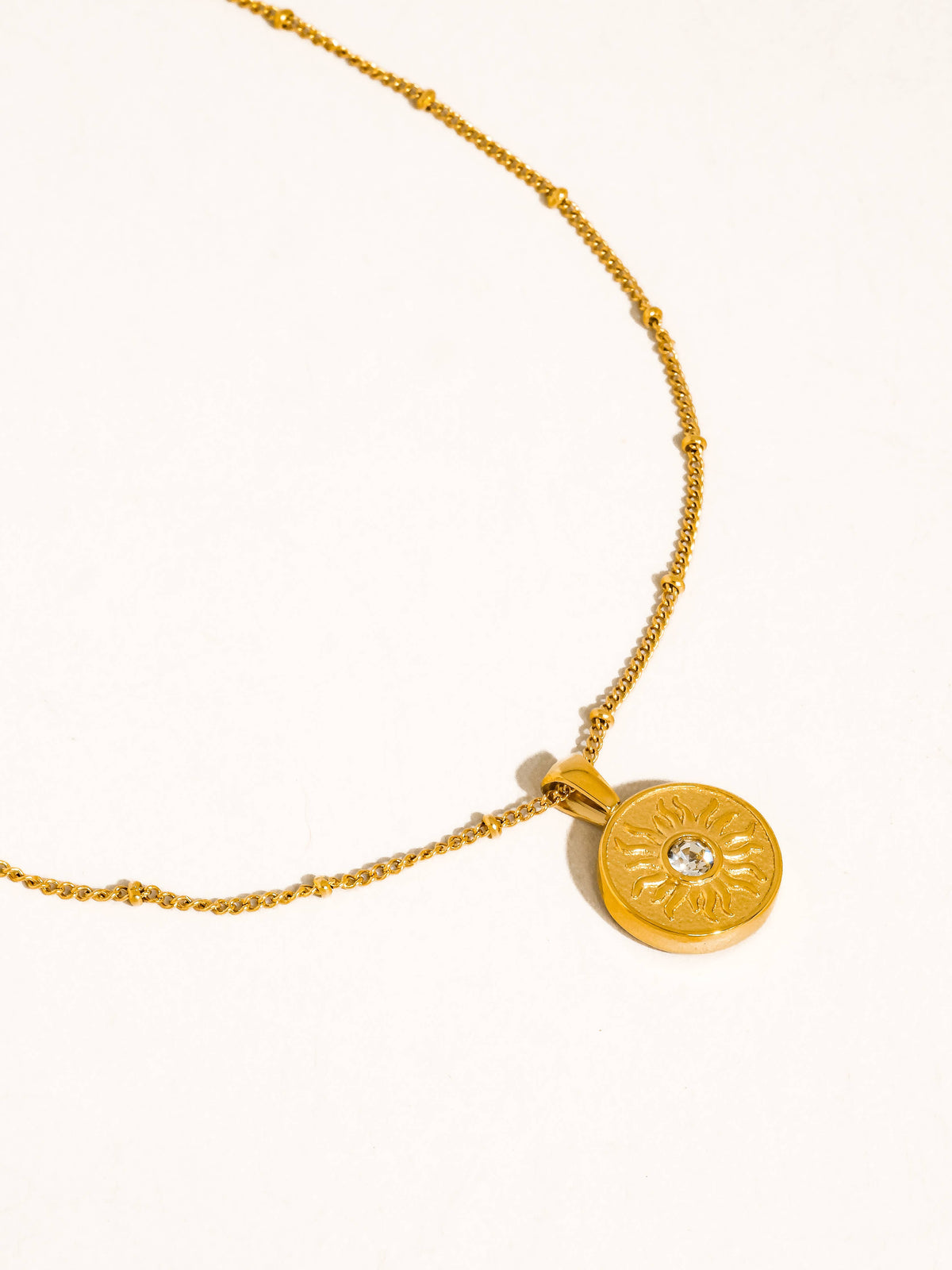 Non-Tarnish Sun Medallion Necklace
