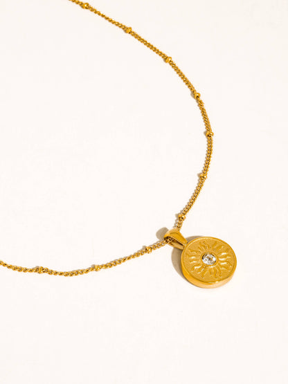 Non-Tarnish Sun Medallion Necklace