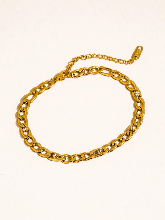 Berlin 18K Gold Non-Tarnish Cuban Chain CZ Bracelet