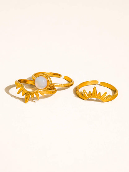 Nerina 18K Gold Non-Tarnish Sunburst Opal Stackable Ring