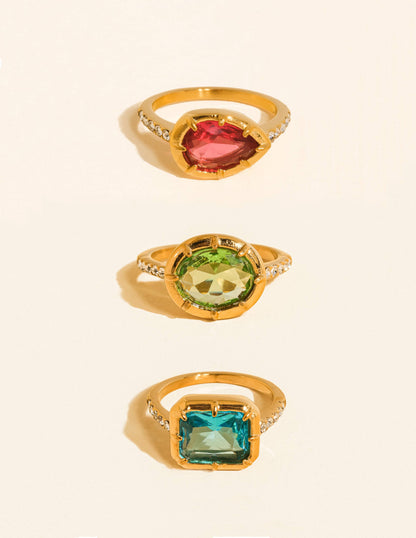 Verdet 18K Gold Non-Tarnish Gemstone Statement Ring