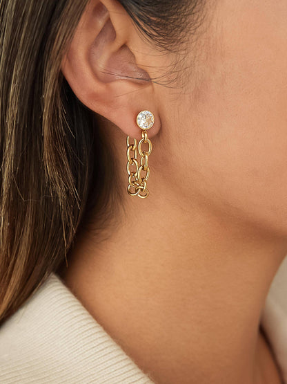 Non-Tarnish Crystal Chain Drop Earrings