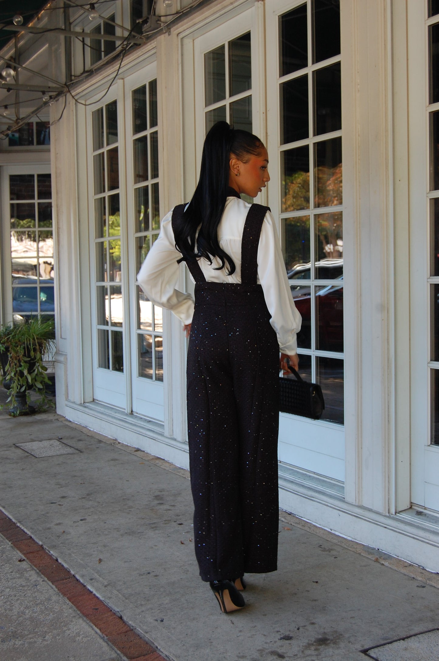 Tweed Wide Leg Overalls