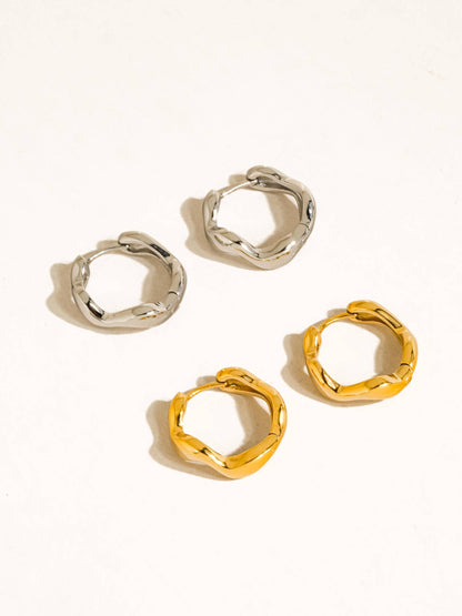 Non-Tarnish Wavy Hoop Earrings